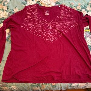 Sonoma Maroon Geometric Long Sleeve Top
